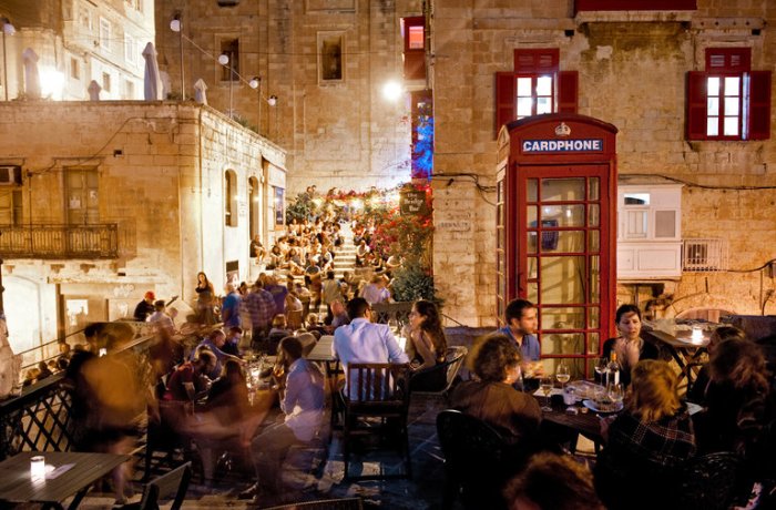 Bridge Bar in Valletta: Vibrant nightlife venue with live music and DJ sets against the backdrop of historic landmarks