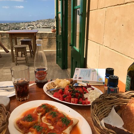 Traditional Maltese cuisine at Ta' Rikardu Restaurant in Victoria, Gozo.